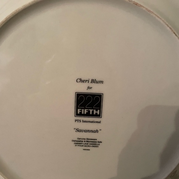 Dinner Plate 12” 222 Fifth Cheri Blum Savannah Pattern Floral Rose Farmhouse - Picture 2 of 3